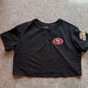 Black Crop Top with Logo Patch